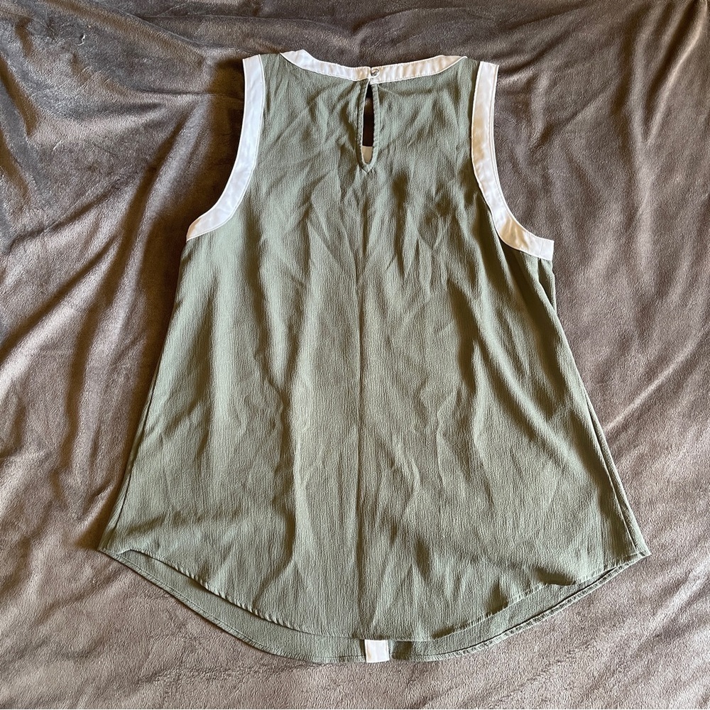Candie's Sage Green Tank Top with White Accents - Picture 4 of 9